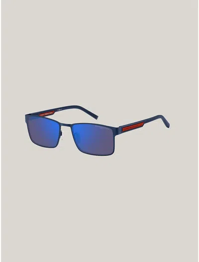 Tommy Hilfiger Rectangle Frame Sunglasses In Matte Blue