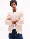Tommy Hilfiger Rectangle Stitch Zip Cardigan In Classic Beige