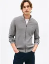 Tommy Hilfiger Rectangle Stitch Zip Cardigan In Grey