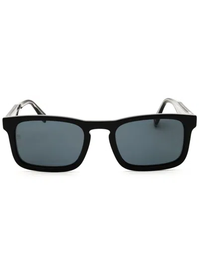 Tommy Hilfiger Rectangular Acetate Men's Sunglasses In Black