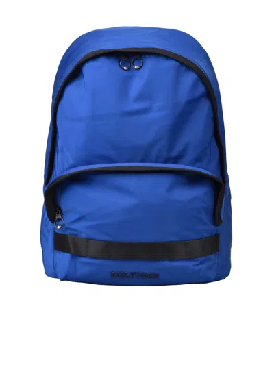 Tommy Hilfiger Recycled Polyester Backpack With Smooth Nylon Texture And Modern Design In Blue