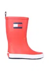 Tommy Hilfiger Red Rain Boots For Kids With Flag In Red