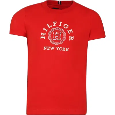 Tommy Hilfiger Kids' Red T-shirt For Boy With Logo