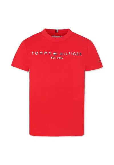 Tommy Hilfiger Red T-shirt For Kids With Logo