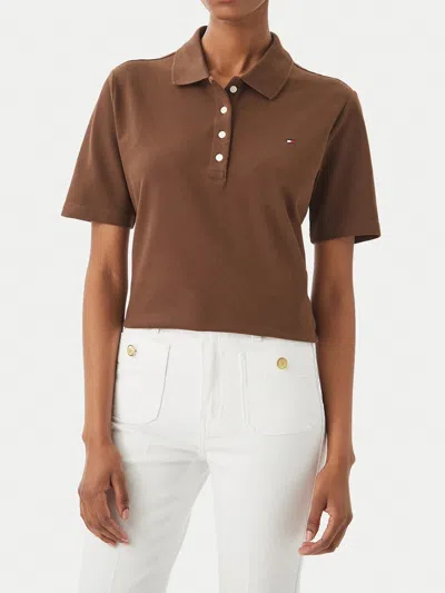 Tommy Hilfiger Reg Pique Polo In Brown