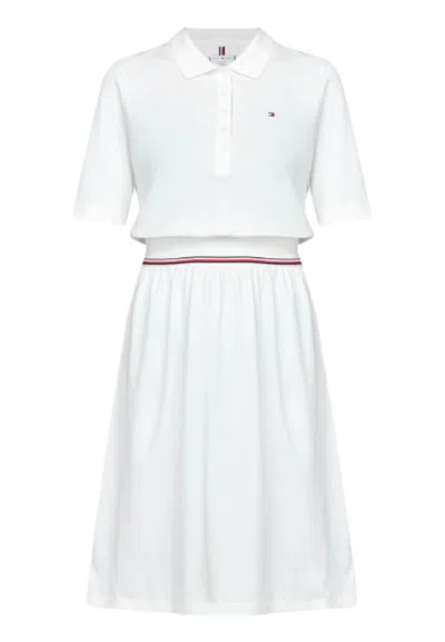 Tommy Hilfiger Reg Rwb F&f Polo Dress In Bianco