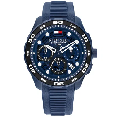 Tommy Hilfiger Men's Chronograph Blue Silicone Strap Watch, 44mm