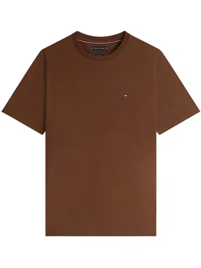 Tommy Hilfiger Short-sleeve Cotton T-shirt In Brown
