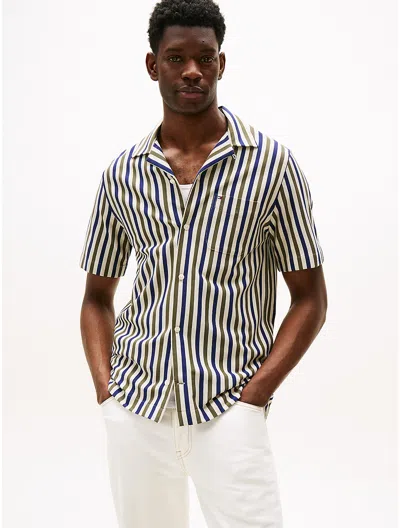 Tommy Hilfiger Regular Fit 1985 Stripe Knit Camp Shirt In Multi