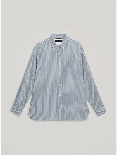 Tommy Hilfiger Regular Fit 1985 Thflex Shirt In Carbon Navy / White