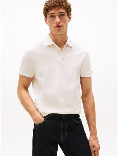 Tommy Hilfiger Regular Fit Allover Flag Interlock Polo In White