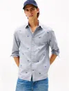 Tommy Hilfiger Regular Fit Allover Print Oxford Shirt In Blue
