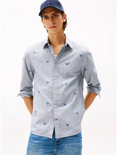 Tommy Hilfiger Regular Fit Allover Print Oxford Shirt In Blue