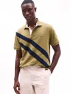 Tommy Hilfiger Regular Fit Banner Stripe Polo In Uniform Olive