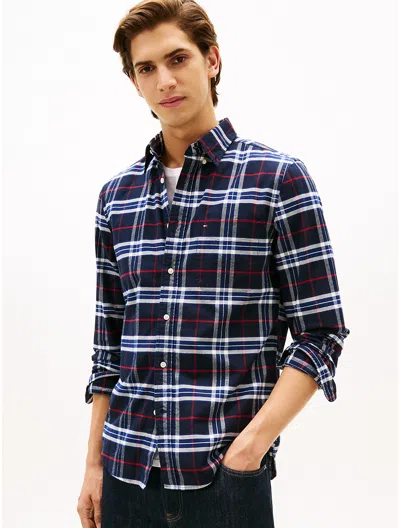 Tommy Hilfiger Regular Fit Check Brushed Oxford Shirt In Multi