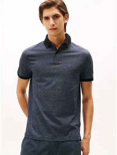 Tommy Hilfiger Regular Fit Check Heathered Polo In Blue
