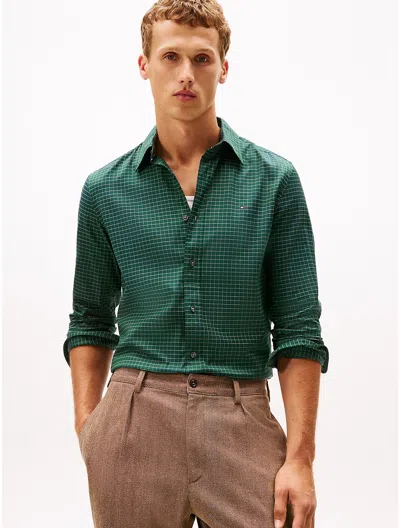 Tommy Hilfiger Regular Fit Check Herringbone Shirt In Green