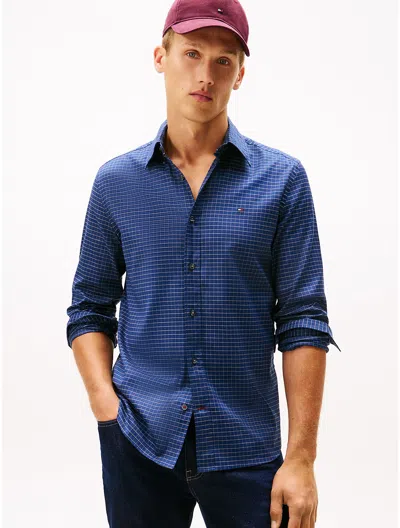 Tommy Hilfiger Regular Fit Check Herringbone Shirt In Blue