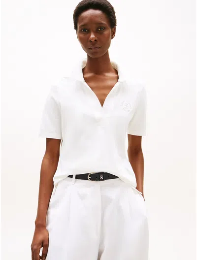 Tommy Hilfiger Regular Fit Circle Logo Stretch Polo In White