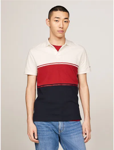 Tommy Hilfiger Regular Fit Colorblock Polo In Dark Magma