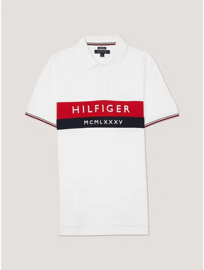 Tommy Hilfiger Regular Fit Colorblock Polo In Fresh White