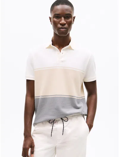 Tommy Hilfiger Regular Fit Colorblock Wicking Polo In Ancient White