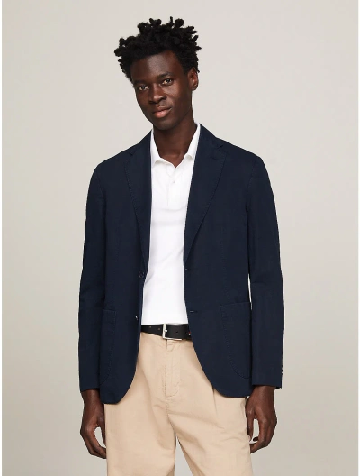 Tommy Hilfiger Regular Fit Cotton And Linen Blazer In Navy