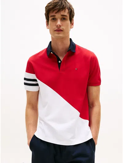 Tommy Hilfiger Regular Fit Diagonal Colorblock Polo