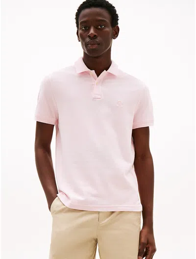 Tommy Hilfiger Regular Fit Embroidered Monogram Polo In Pink