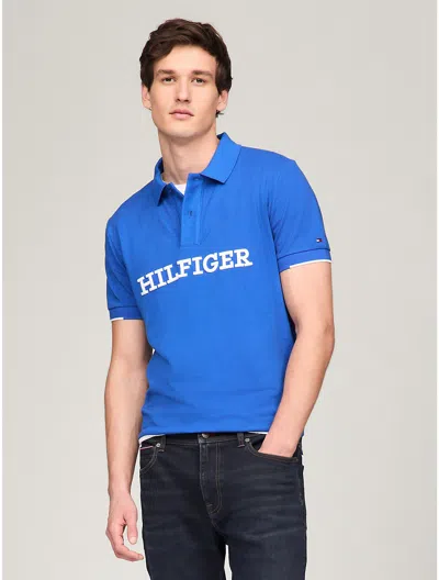 Tommy Hilfiger Regular Fit Embroidered Monotype Polo In Kettle Blue