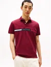 Tommy Hilfiger Regular Fit Embroidered Stripe Polo In Burgundy