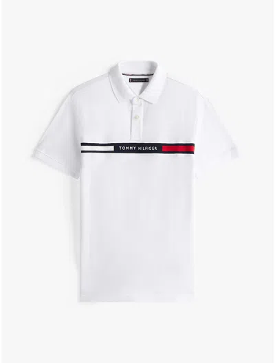 Tommy Hilfiger Regular Fit Flag Logo Stretch Polo In White