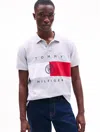 Tommy Hilfiger Regular Fit Flag Stripe Polo In Light Grey