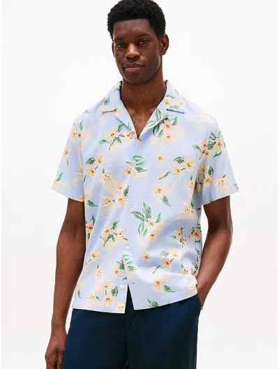 Tommy Hilfiger Regular Fit Floral Print Camp Shirt In Blue