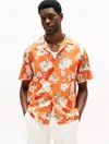 Tommy Hilfiger Regular Fit Floral Print Camp Shirt In Orange