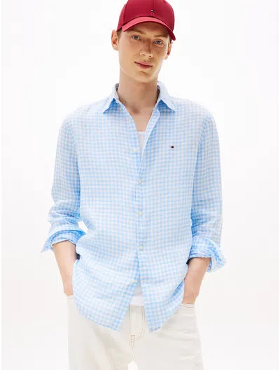 Tommy Hilfiger Regular Fit Gingham Linen Shirt In Blue