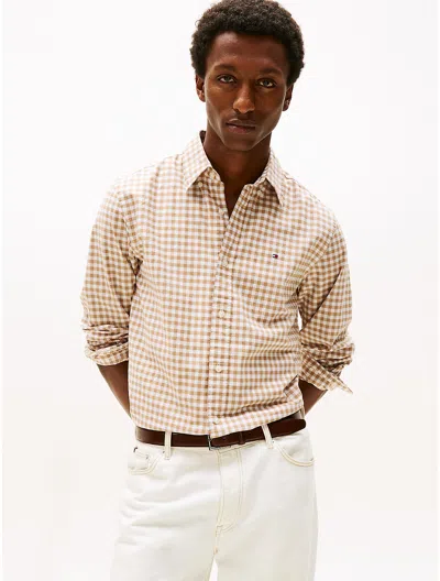 Tommy Hilfiger Regular Fit Gingham Oxford Shirt In Neutral