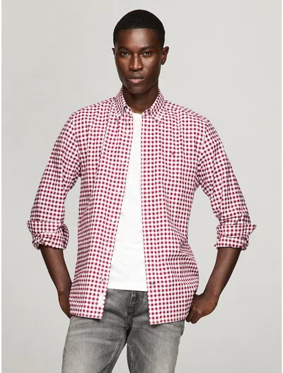 Tommy Hilfiger Regular Fit Gingham Oxford Shirt In Rouge/optic White