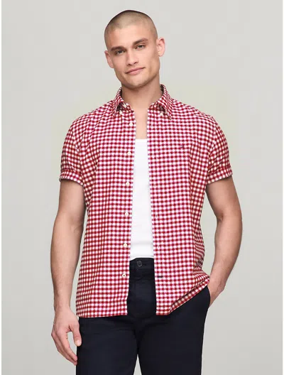 Tommy Hilfiger Regular Fit Gingham Oxford Shirt In Rouge/optic White