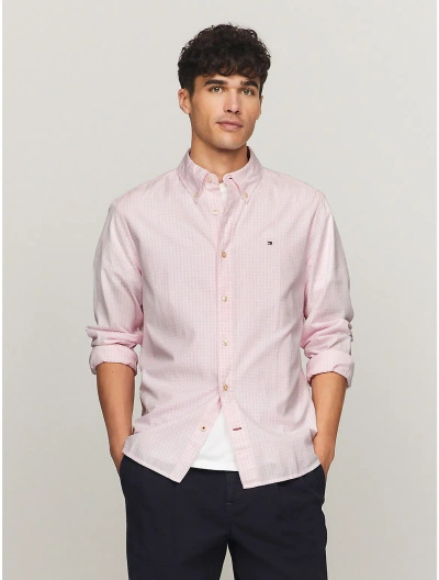Tommy Hilfiger Regular Fit Gingham Poplin Shirt In Simple Pink/optic White