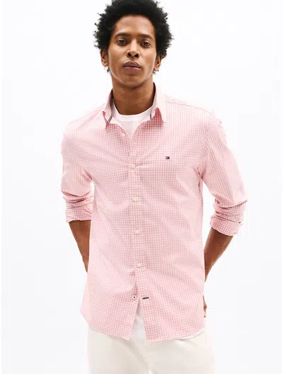 Tommy Hilfiger Regular Fit Gingham Stretch Poplin Shirt In Teaberry Blossom
