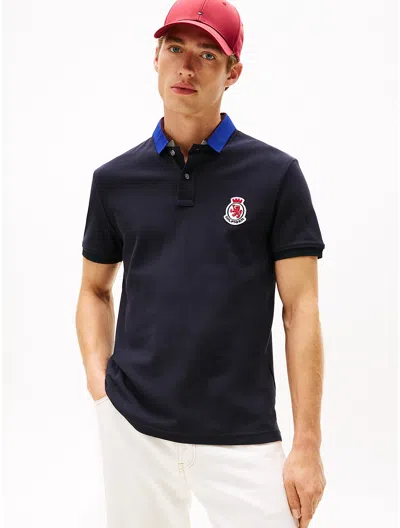 Tommy Hilfiger Regular Fit Herringbone Collar Polo In Black