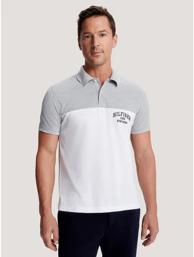 Tommy Hilfiger Regular Fit Hilfiger Block Logo Polo In Fresh White