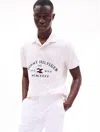 Tommy Hilfiger Regular Fit Hilfiger Flag Polo In Beige Heather