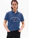 Tommy Hilfiger Regular Fit Hilfiger Flag Polo In Blue Heather
