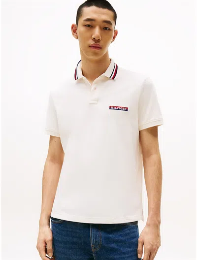 Tommy Hilfiger Regular Fit Hilfiger Tipped Pique Polo In White