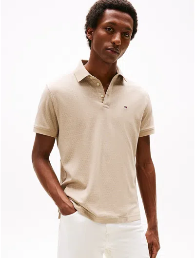 Tommy Hilfiger Regular Fit Honeycomb Interlock Polo In Beige