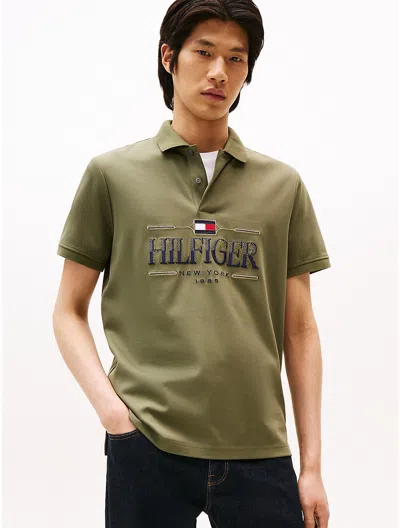 Tommy Hilfiger Regular Fit Interlock Hilfiger Logo Polo In Green