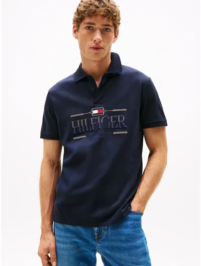 Tommy Hilfiger Regular Fit Interlock Hilfiger Logo Polo In Blue
