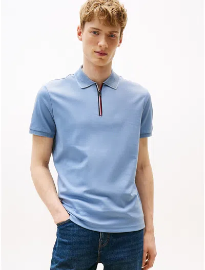 Tommy Hilfiger Regular Fit Interlock Zip Polo In Blue